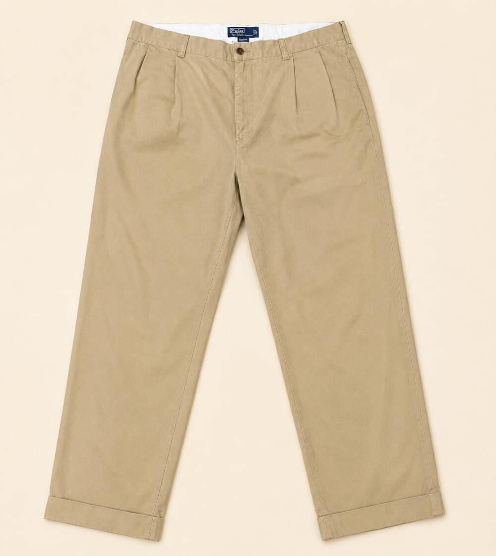 Vintage Polo Ralph Lauren Hammond Pleated Khaki Chino Pants 34x30 Preppy 90s